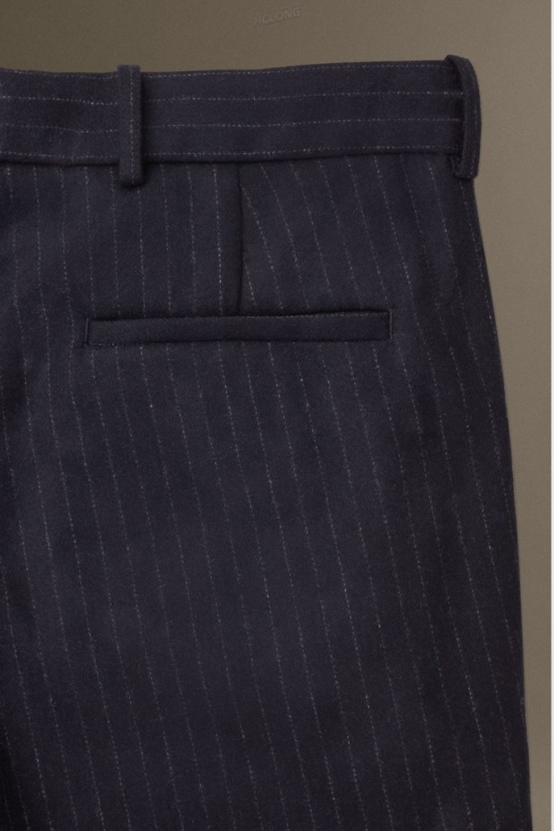 Navy / Pinstriped COS Cropped Pinstriped Wool Trousers - Straight Suit Pants | 491586-VHP