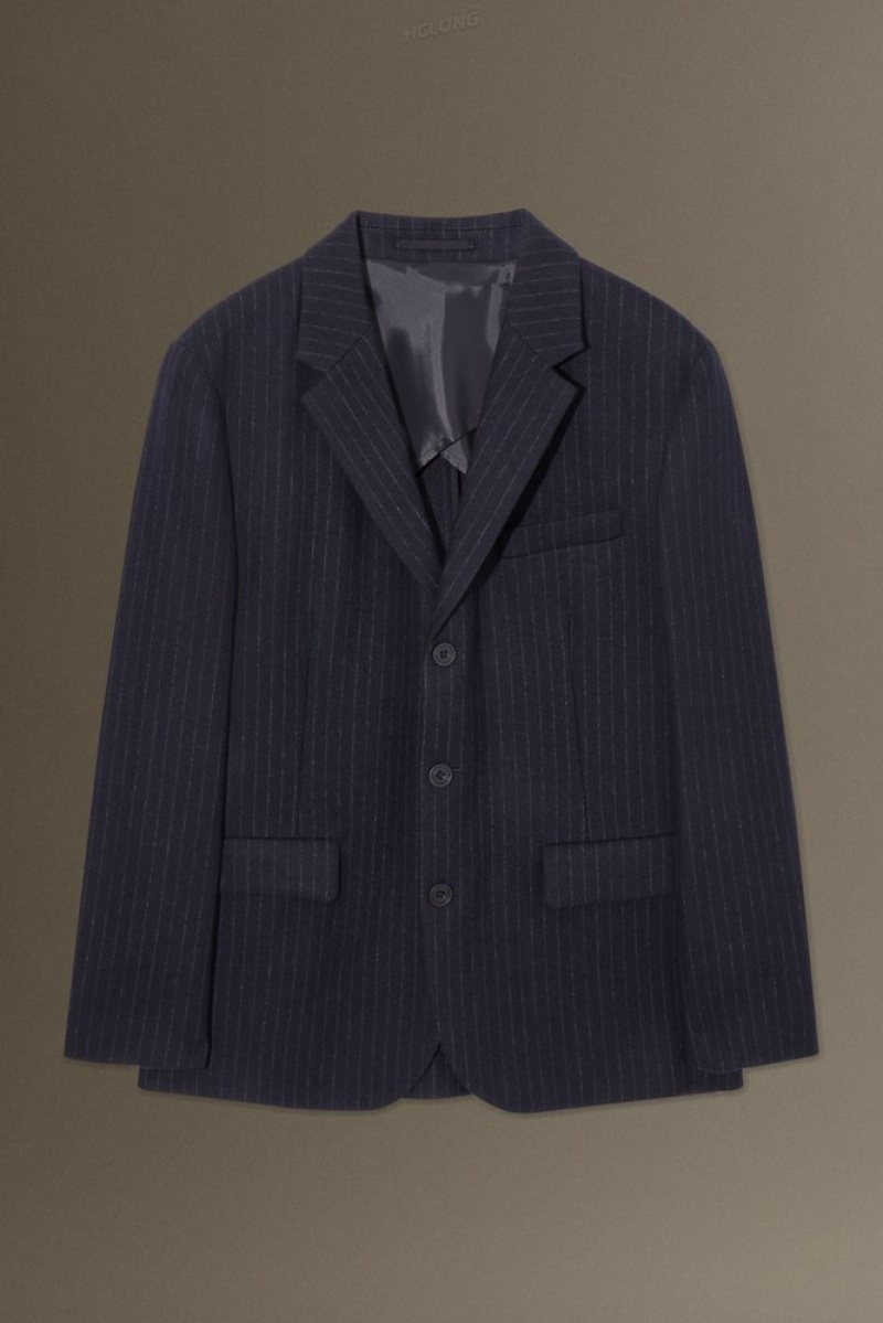 Navy / Pinstriped COS Pinstriped Wool Blazer - Regular Blazers | 364981-YJK