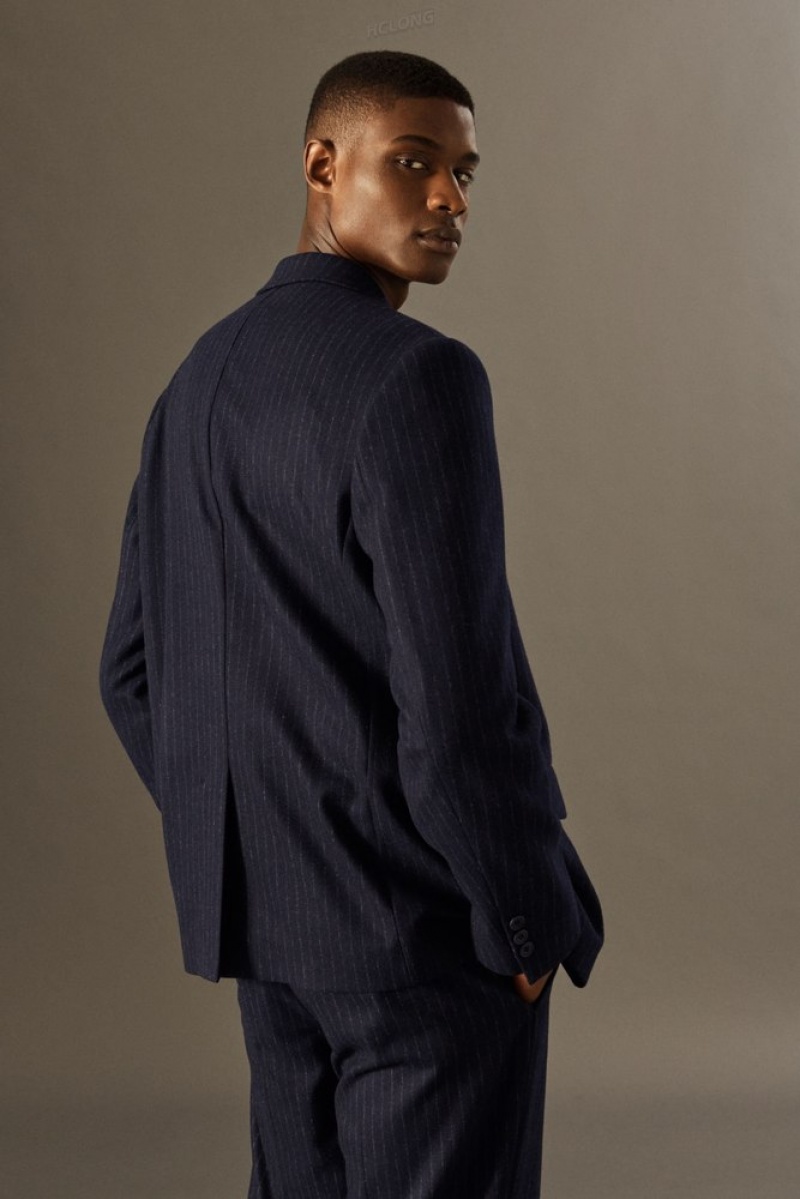 Navy / Pinstriped COS Pinstriped Wool Blazer - Regular Blazers | 364981-YJK