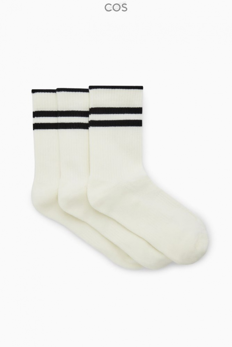 Off-White COS 3-Pack Ribbed Sport Socks Socks | 025638-KGD