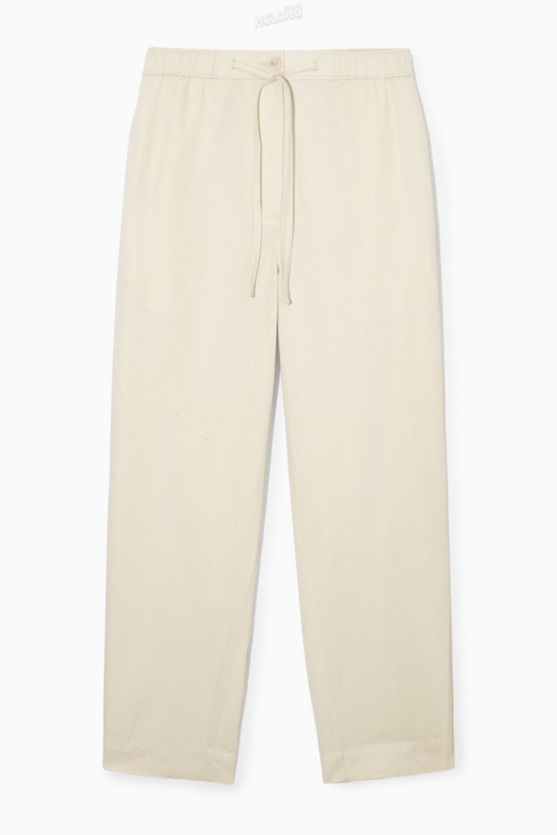 Off-White COS Barrel-Leg Drawstring Pants Pants | 129680-KGU