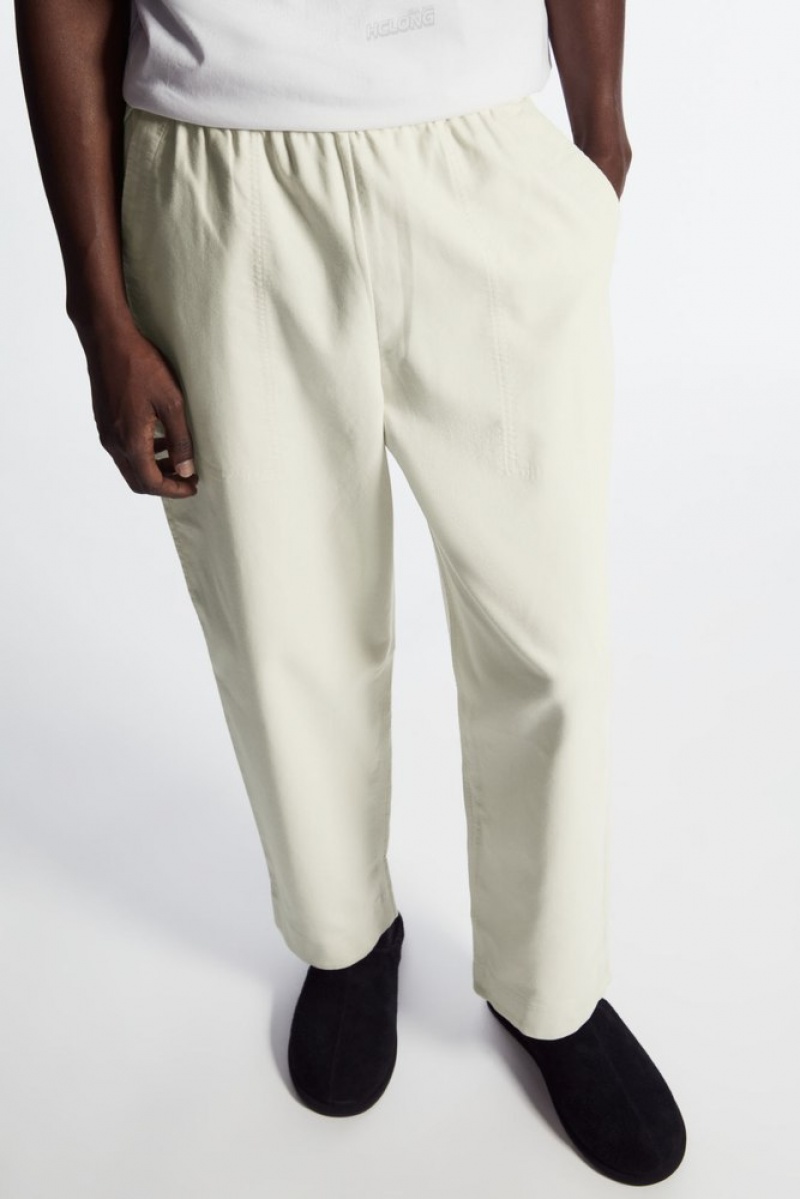 Off-White COS Elasticated Twill Trousers Trousers | 147359-JQS