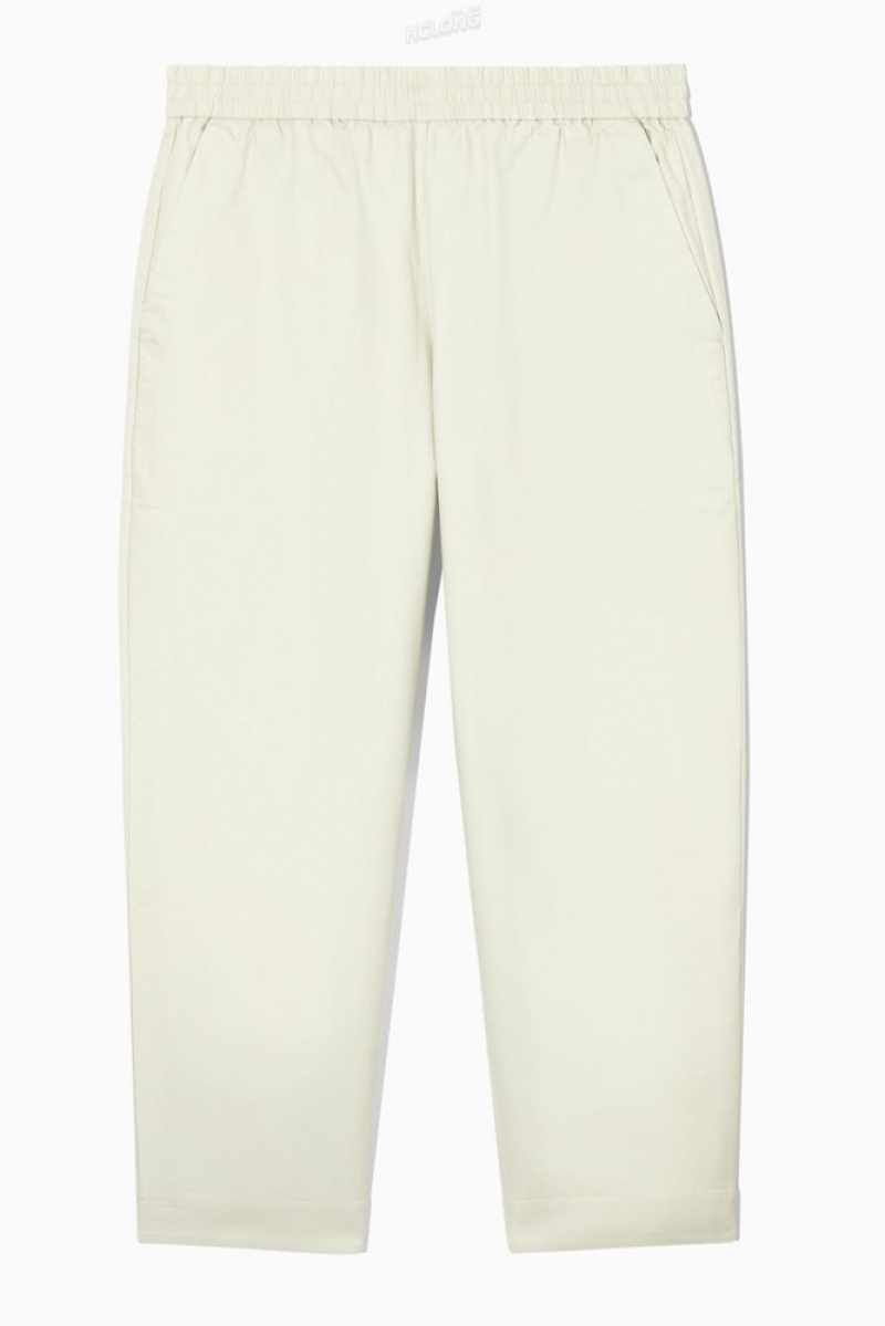 Off-White COS Elasticated Twill Trousers Trousers | 147359-JQS