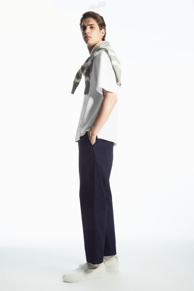 Off-White COS Elasticated Twill Trousers Trousers | 048125-EZX