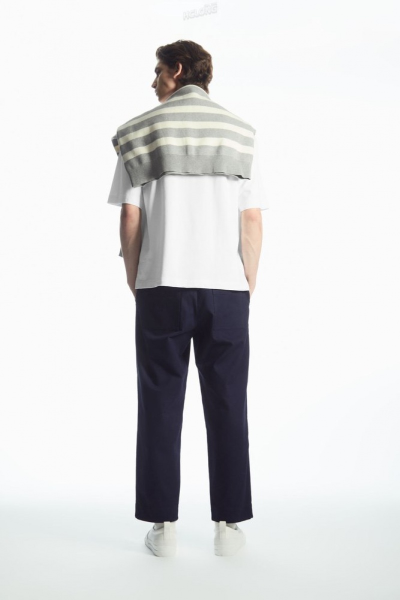 Off-White COS Elasticated Twill Trousers Trousers | 048125-EZX