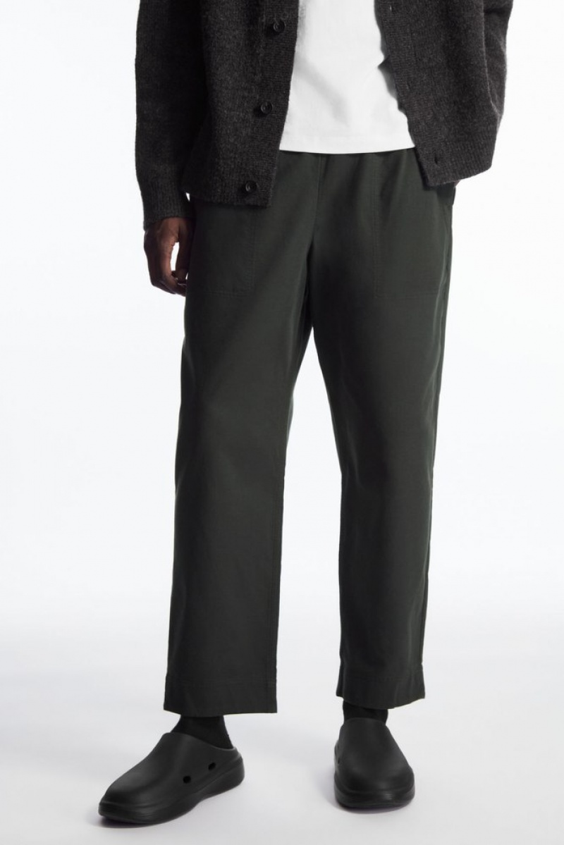 Off-White COS Elasticated Twill Trousers Trousers | 673408-EJW