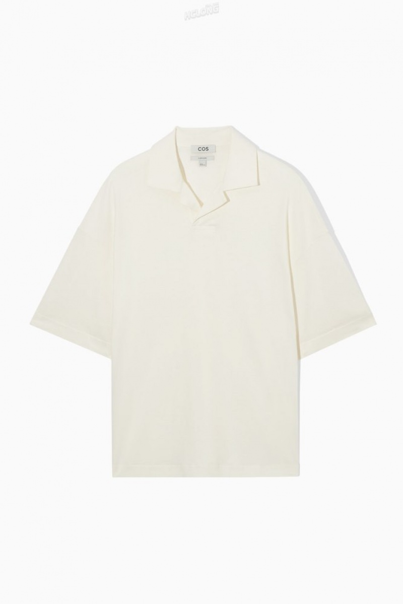 Off-White COS Oversized Open-Collar Polo-Shirt T-shirts | 873146-HCM