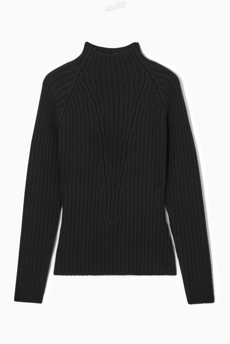 Off-White COS Ribbed Pure Cashmere Turtleneck Jumper Knitwear & Cardigans | 369482-EHI