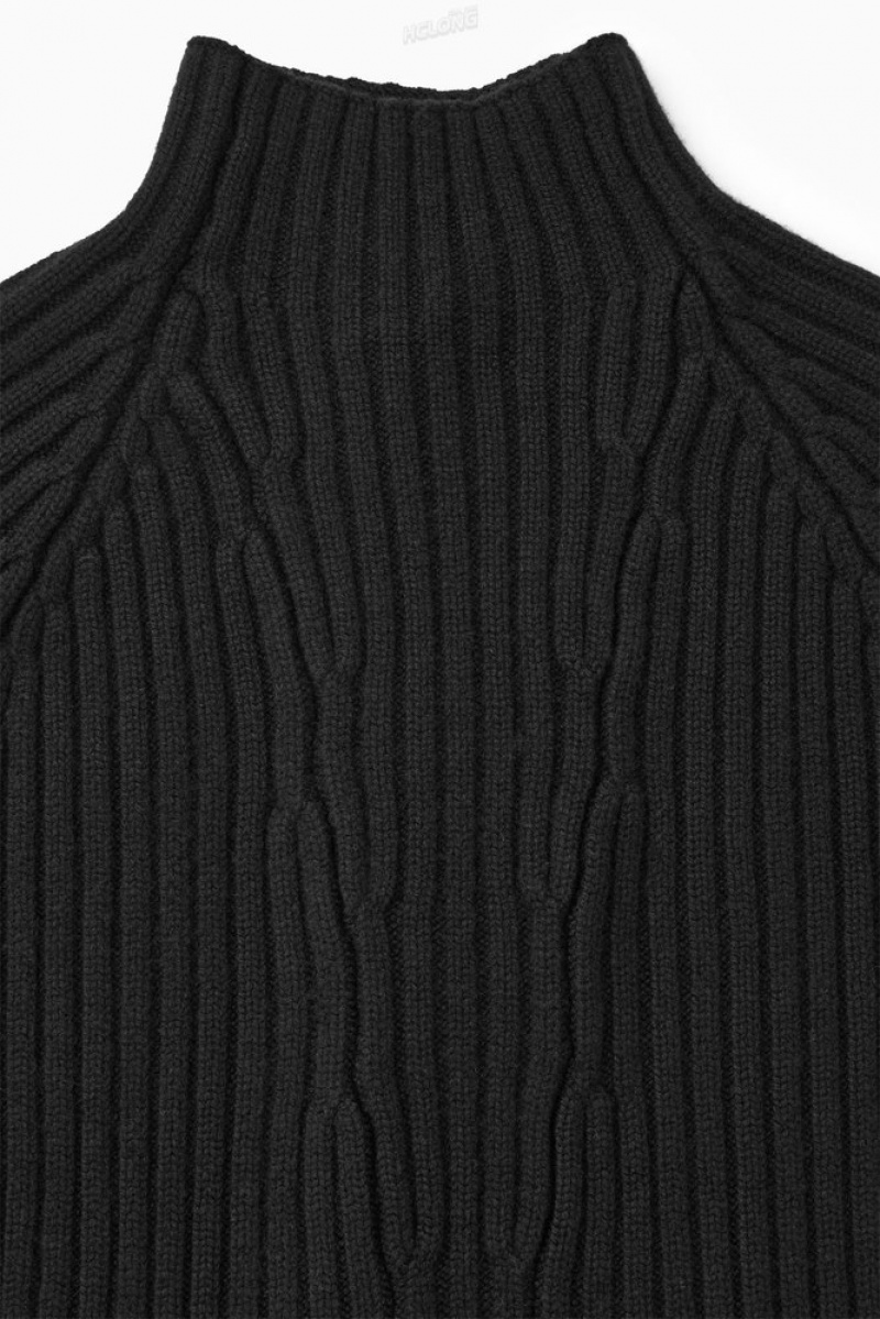 Off-White COS Ribbed Pure Cashmere Turtleneck Jumper Knitwear & Cardigans | 369482-EHI