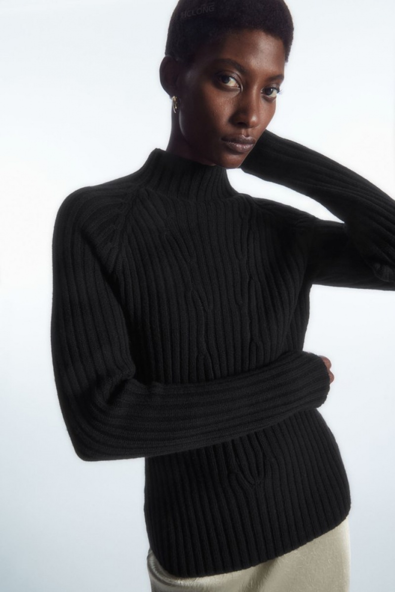 Off-White COS Ribbed Pure Cashmere Turtleneck Jumper Knitwear & Cardigans | 369482-EHI