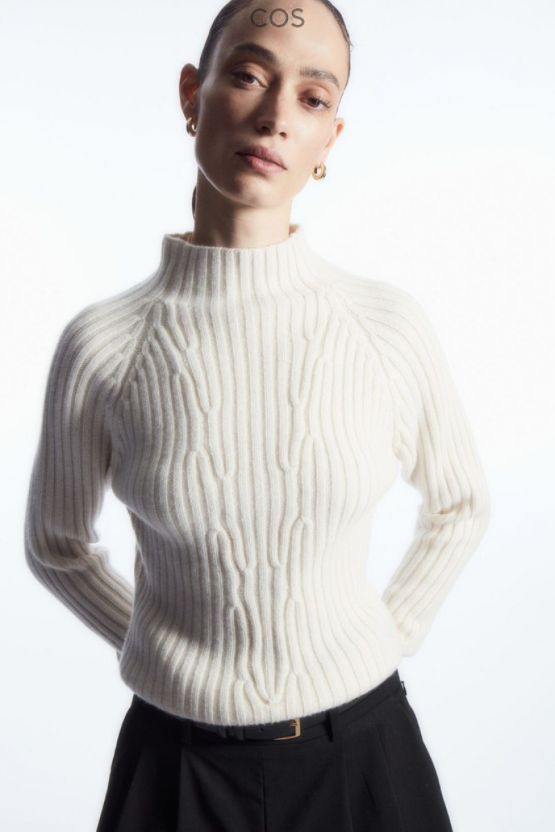 Off-White COS Ribbed Pure Cashmere Turtleneck Sweater Sweaters & Cardigans | 490876-QPK