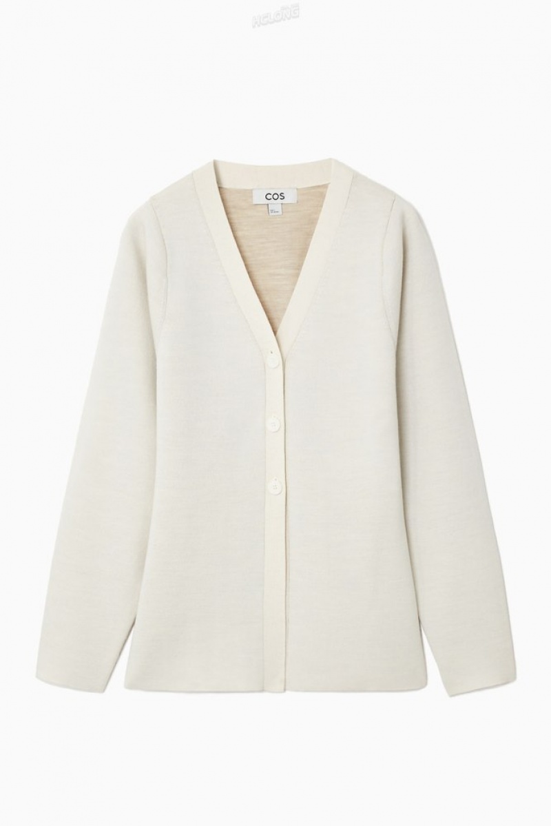 Off-White COS Waisted Double-Faced Wool Cardigan Sweaters & Cardigans | 136702-PKO