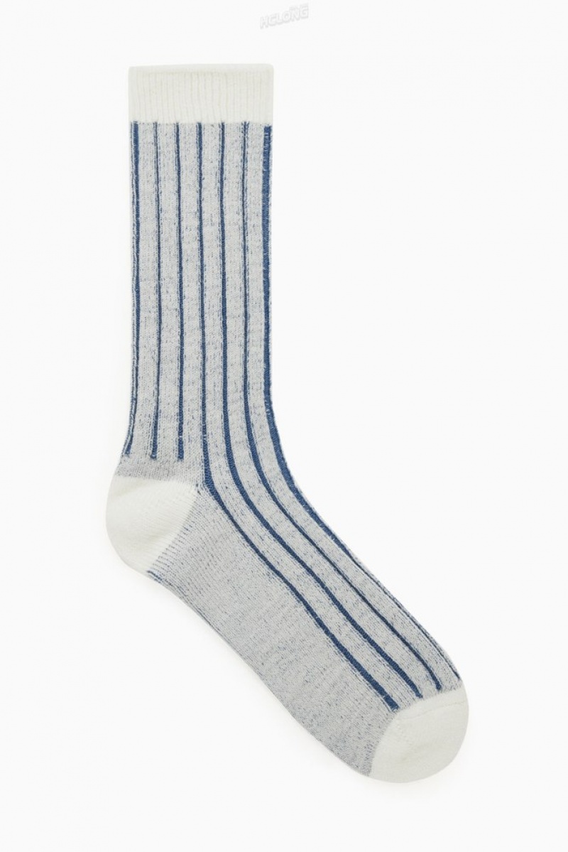 Off-White / Khaki COS Chunky Ribbed Wool Socks Socks | 859371-TOW