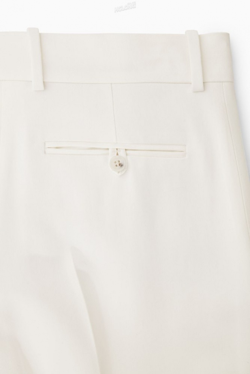 Off White COS Low-Rise Straight-Leg Crepe Trousers Trousers | 490782-FRJ