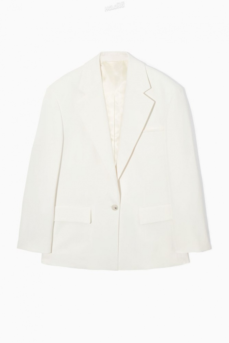 Off White COS Oversized Crepe Blazer Blazers & Tailoring | 432078-EQW