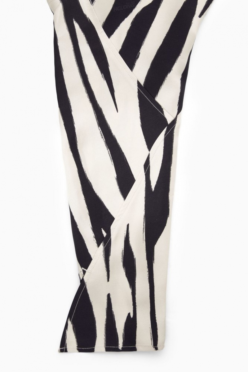 Off White / Zebra Print COS Zebra-Print Cutout Midi Dress Dresses | 364951-AJR