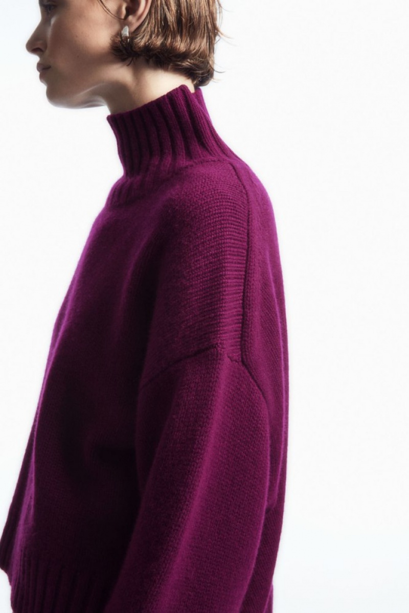 Plum COS Chunky Pure Cashmere Turtleneck Jumper Knitwear & Cardigans | 364825-JFL