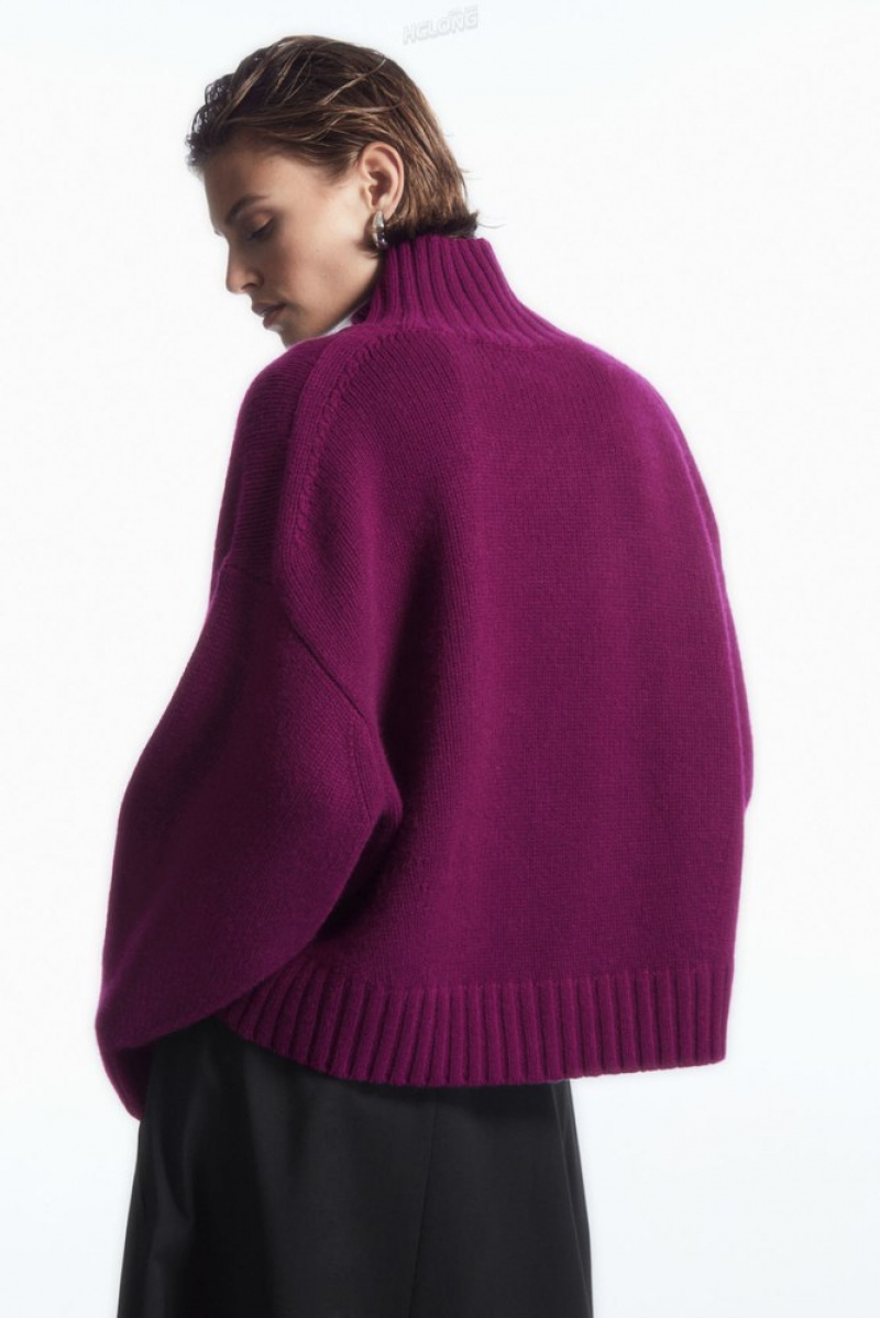 Plum COS Chunky Pure Cashmere Turtleneck Jumper Knitwear & Cardigans | 364825-JFL