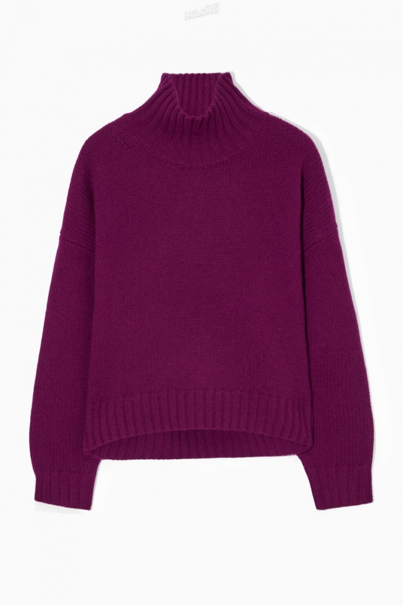 Plum COS Chunky Pure Cashmere Turtleneck Jumper Knitwear & Cardigans | 364825-JFL