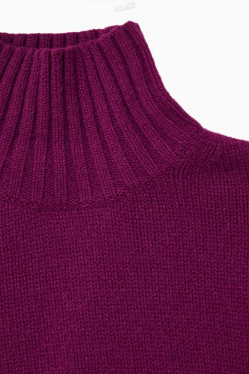 Plum COS Chunky Pure Cashmere Turtleneck Jumper Knitwear & Cardigans | 364825-JFL