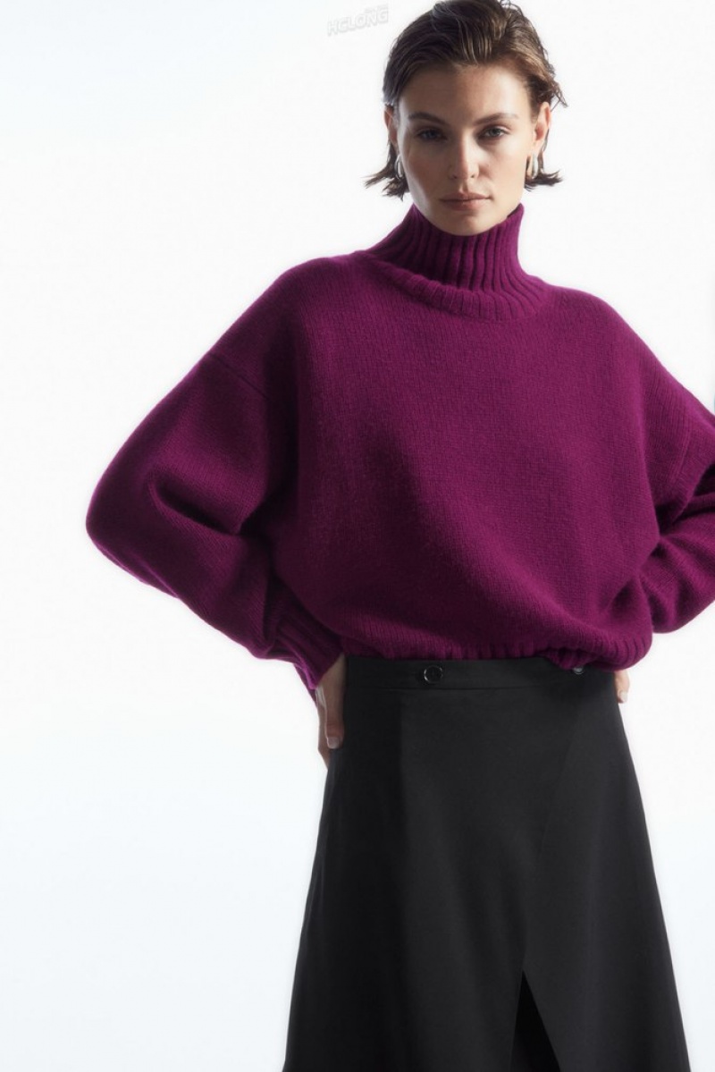 Plum COS Chunky Pure Cashmere Turtleneck Jumper Knitwear & Cardigans | 364825-JFL