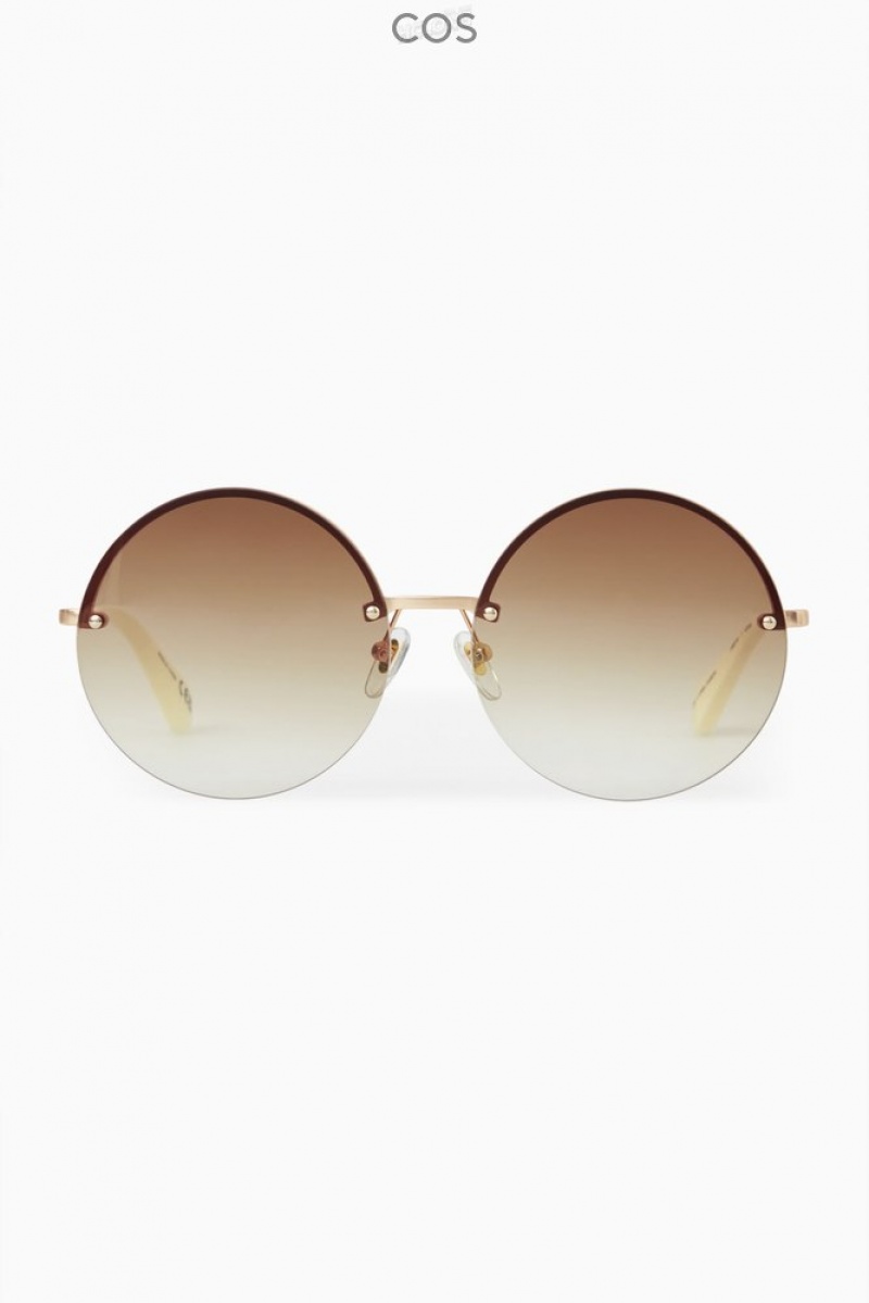 Rose Gold COS The Round Half-Rim Sunglasses Sunglasses | 420563-LSX