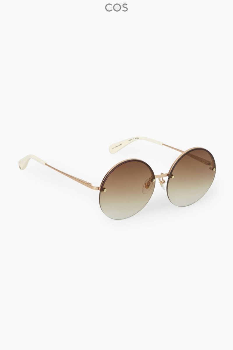 Rose Gold COS The Round Half-Rim Sunglasses Sunglasses | 420563-LSX