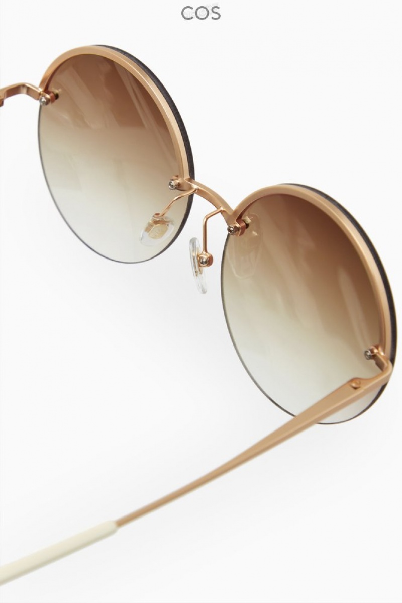 Rose Gold COS The Round Half-Rim Sunglasses Sunglasses | 420563-LSX