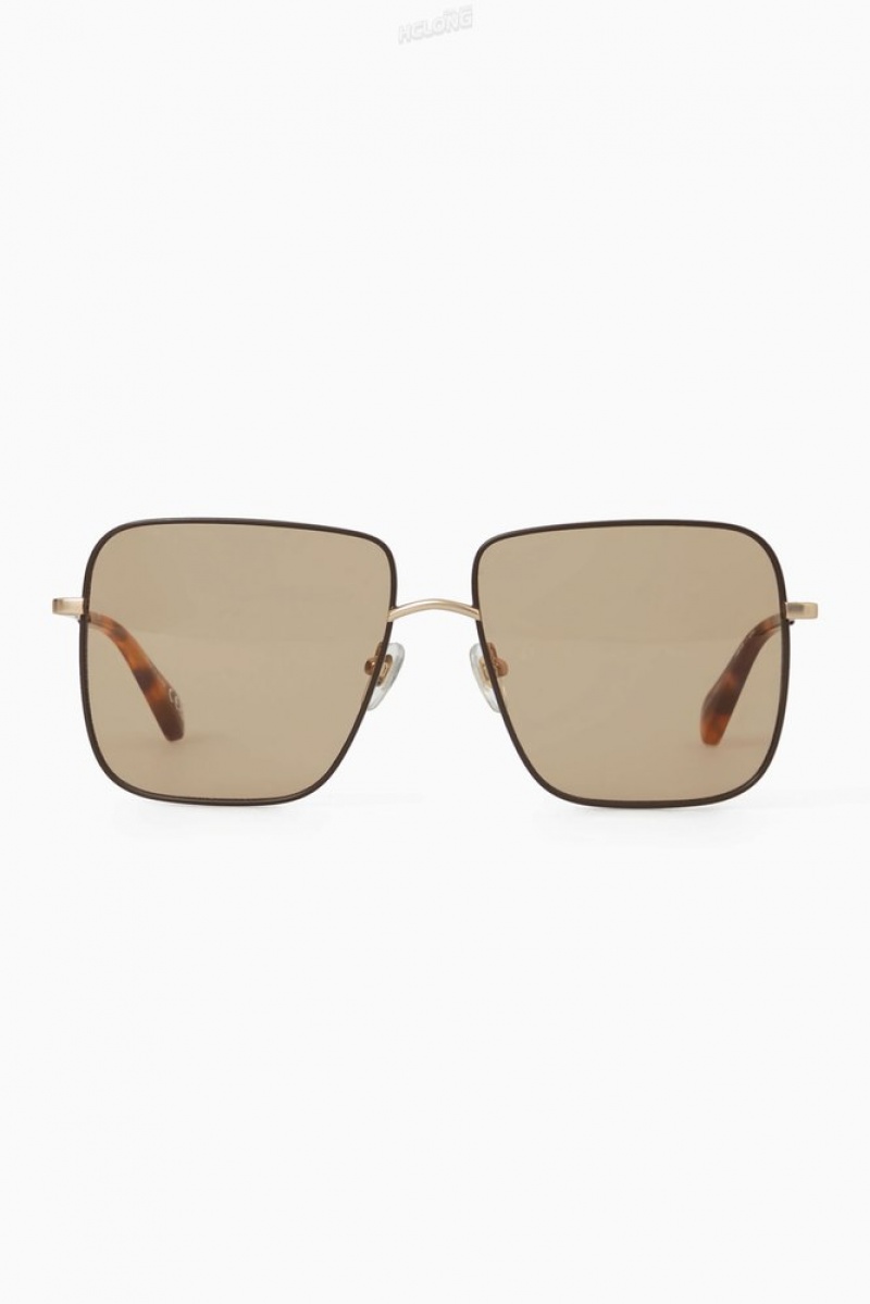 Rose Gold COS The Square Metal Sunglasses Sunglasses | 320514-WTD