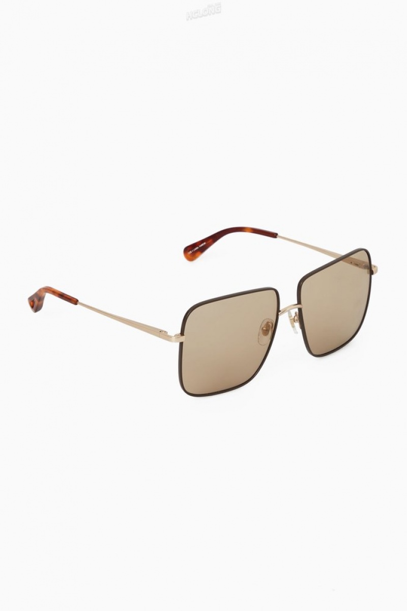 Rose Gold COS The Square Metal Sunglasses Sunglasses | 320514-WTD