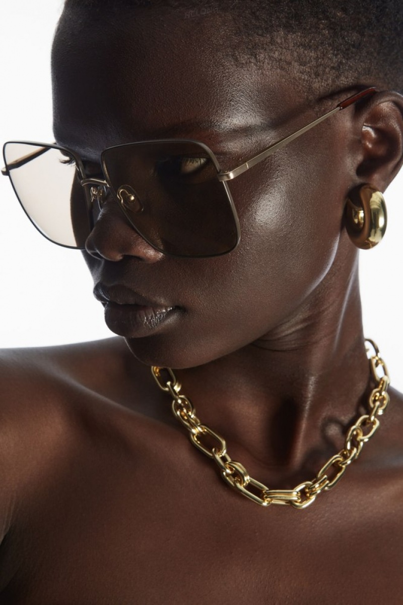 Rose Gold COS The Square Metal Sunglasses Sunglasses | 320514-WTD