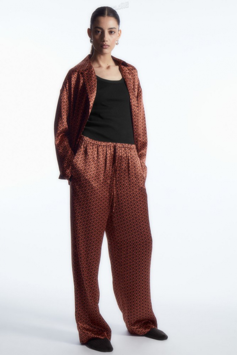 Rust / Printed COS Printed Pure Silk Pajama Pants Loungewear | 306184-QZC