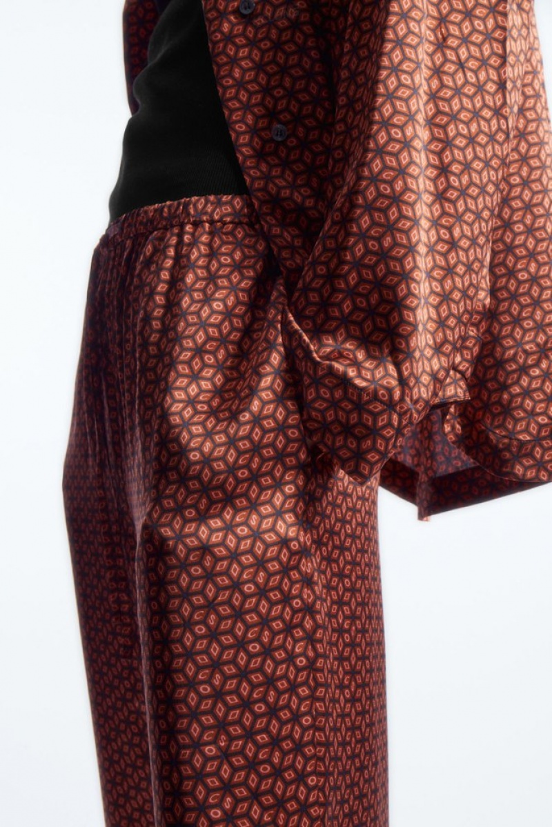 Rust / Printed COS Printed Pure Silk Pajama Pants Loungewear | 306184-QZC