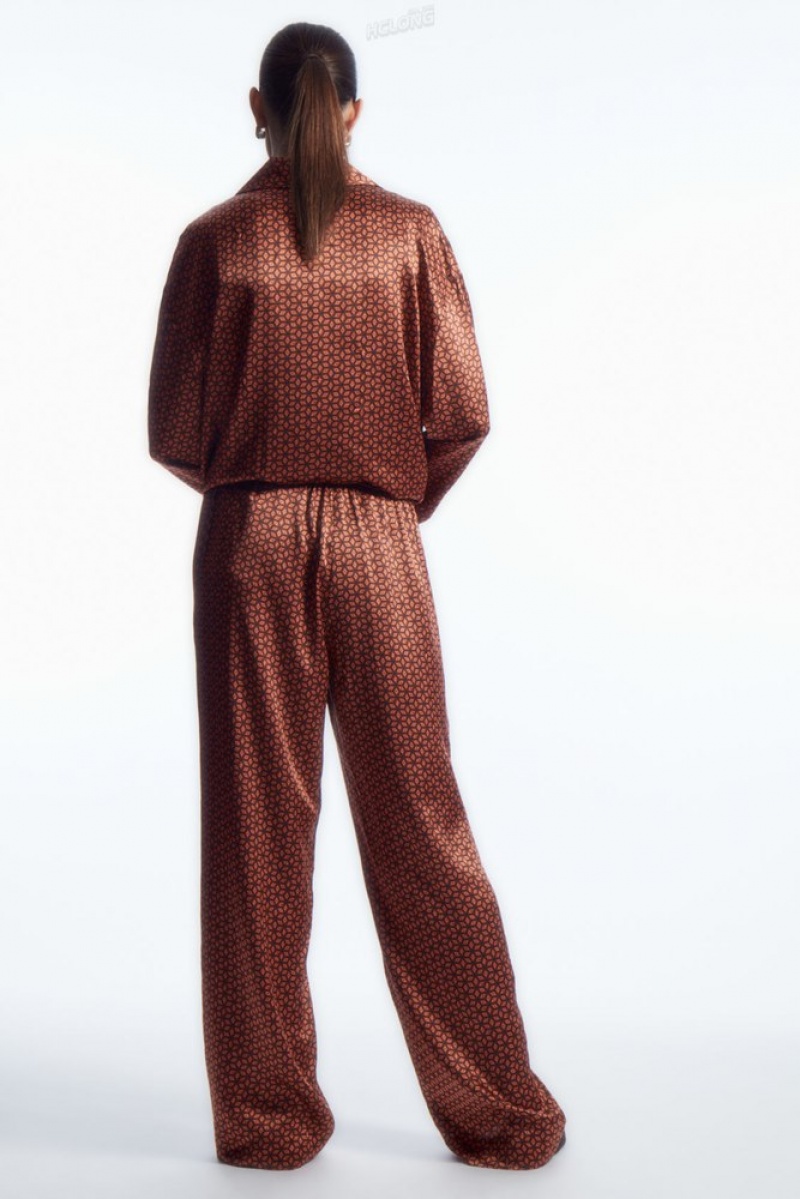 Rust / Printed COS Printed Pure Silk Pajama Pants Loungewear | 306184-QZC