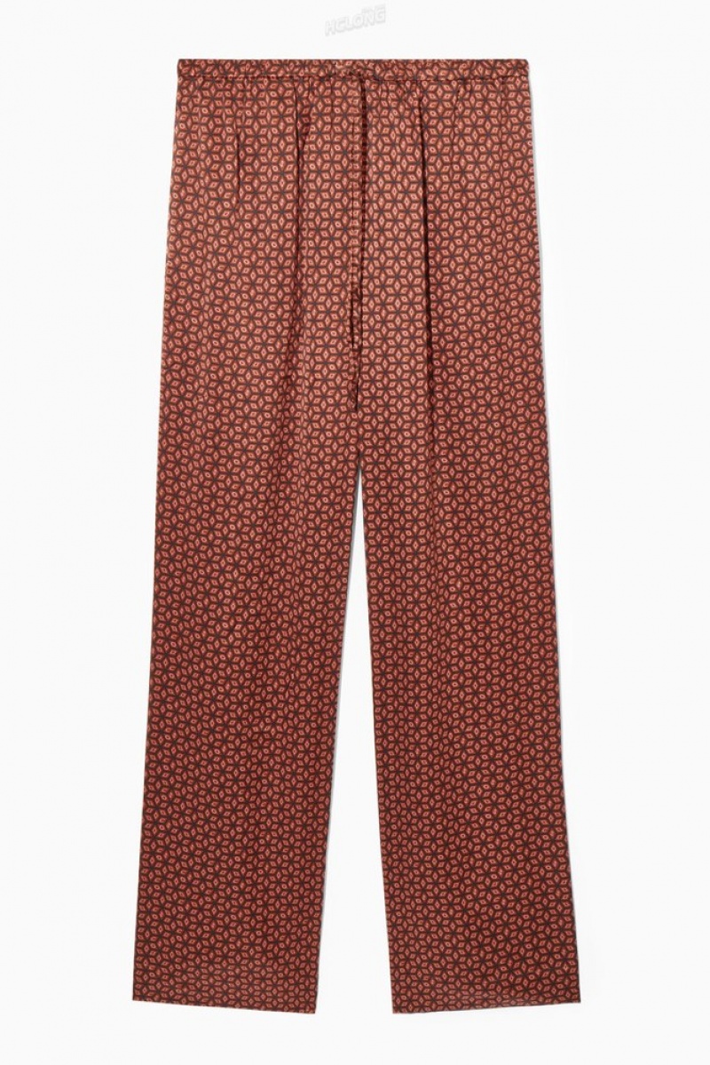 Rust / Printed COS Printed Pure Silk Pajama Pants Loungewear | 306184-QZC