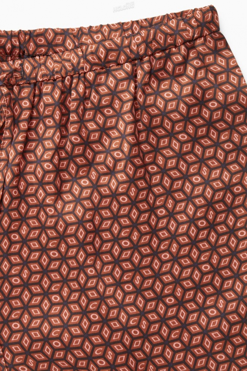 Rust / Printed COS Printed Pure Silk Pajama Pants Loungewear | 306184-QZC