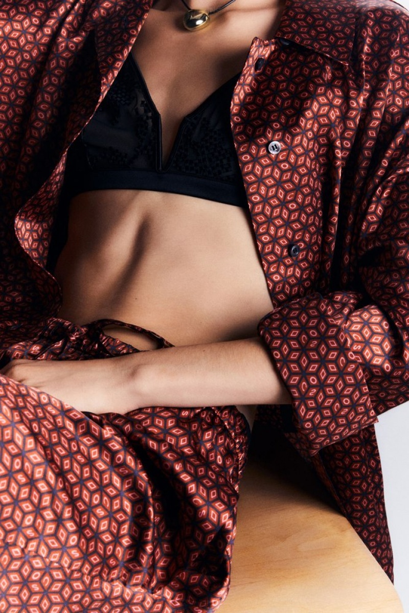 Rust / Printed COS Printed Pure Silk Pajama Pants Loungewear | 306184-QZC