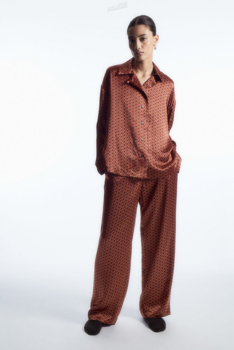 Rust / Printed COS Printed Pure Silk Pajama Pants Loungewear | 306184-QZC