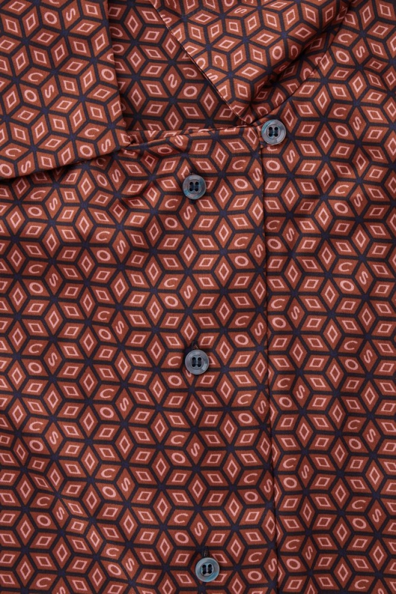 Rust / Printed COS Printed Pure Silk Pyjama Shirt Shirts & Blouses | 249176-GBH