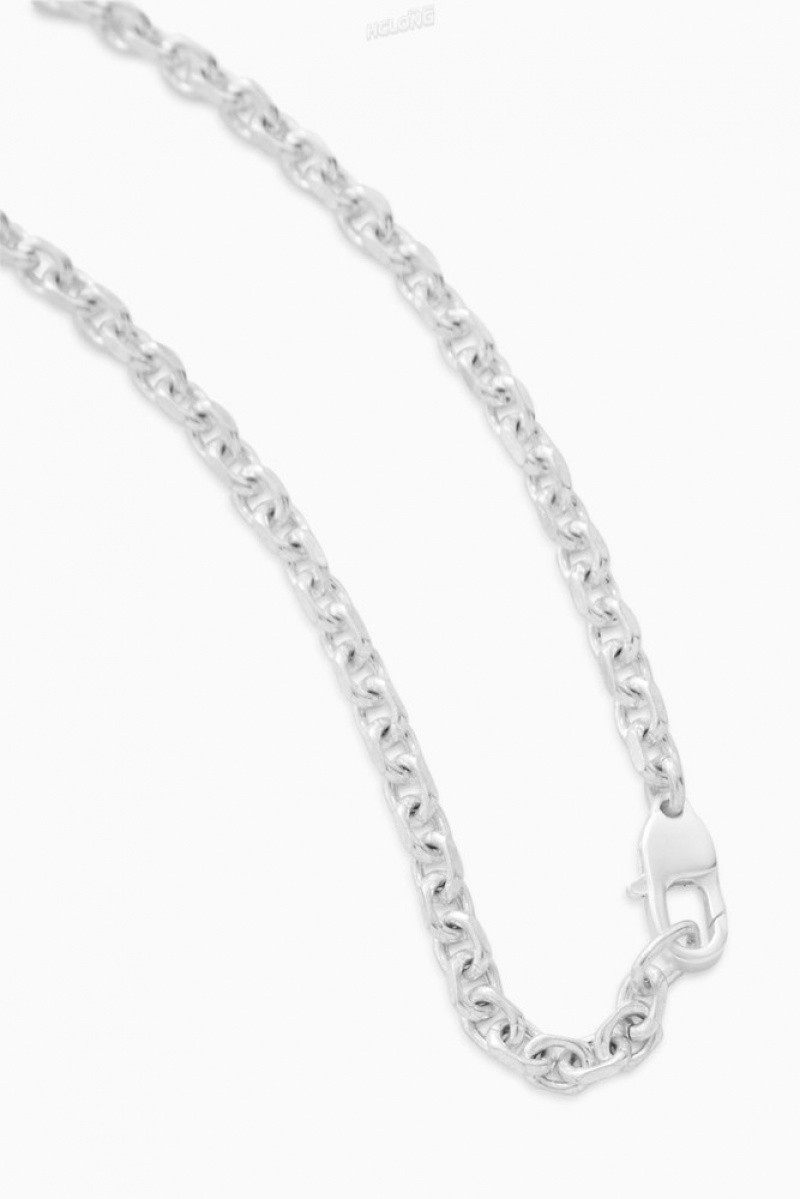 Silver COS Geometric Oval-Link Necklace Jewelry & Jewellery | 083671-LUF