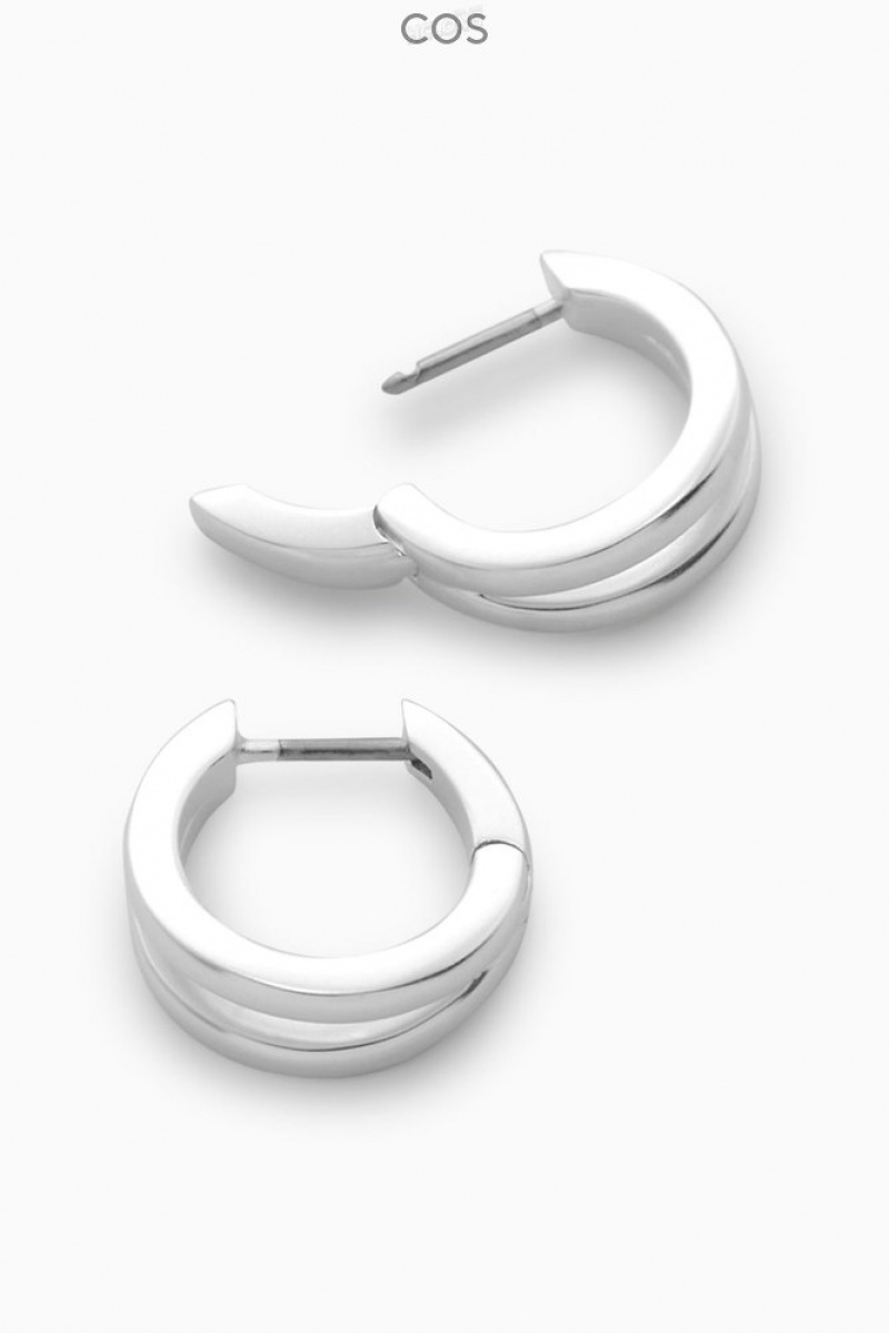 Silver COS Layered Double Hoop Earrings Jewelry & Jewellery | 708532-MBE