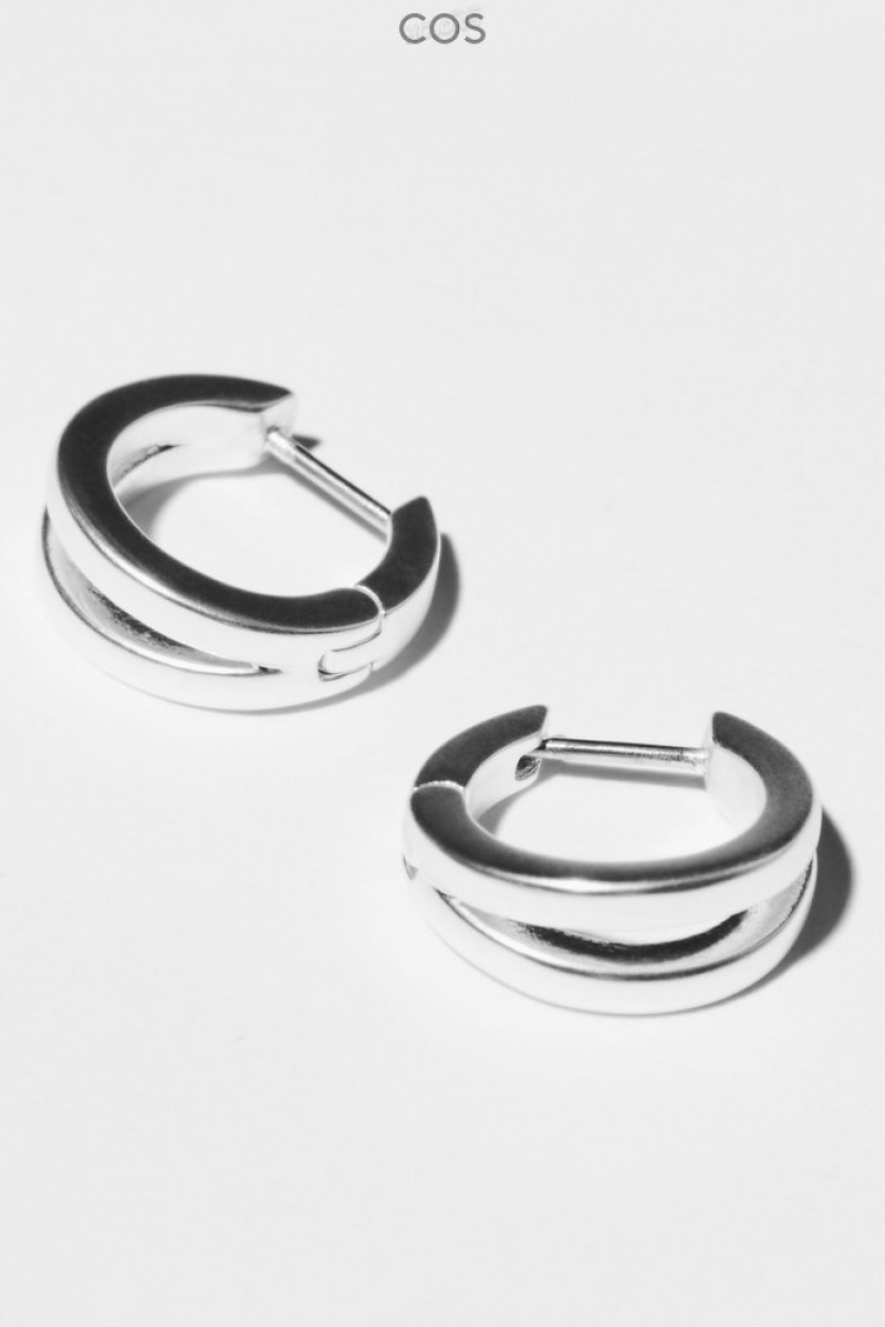 Silver COS Layered Double Hoop Earrings Jewelry & Jewellery | 708532-MBE