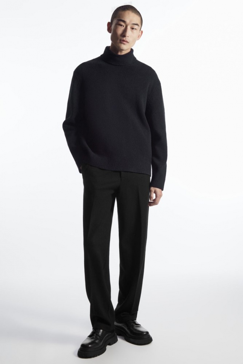 Stone COS Bouclé-Knit Roll-Neck Jumper Knitwear | 318546-CGY