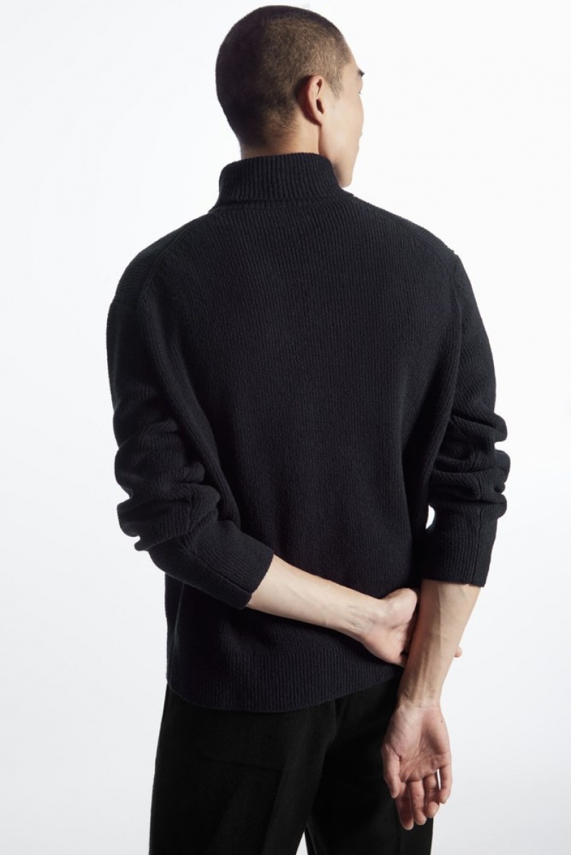 Stone COS Bouclé-Knit Roll-Neck Jumper Knitwear | 318546-CGY