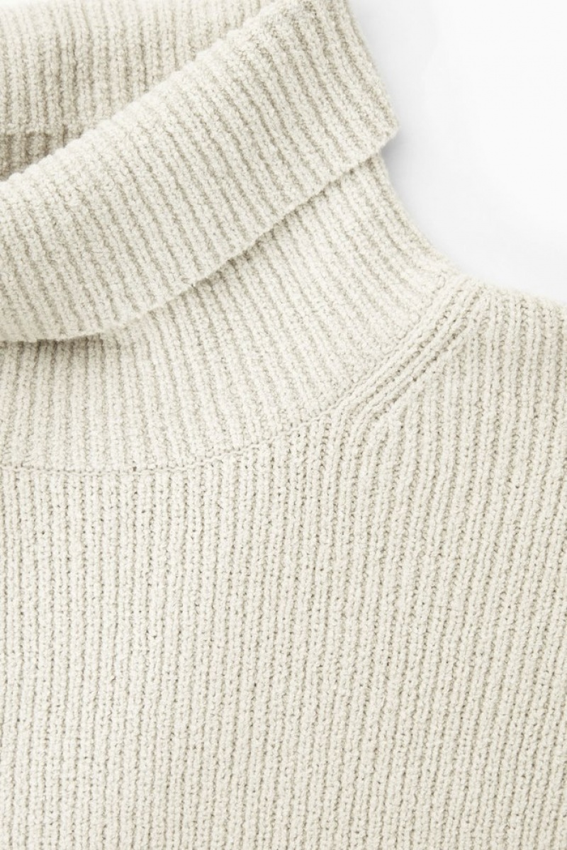 Stone COS Bouclé-Knit Roll-Neck Jumper Knitwear | 786412-AIV