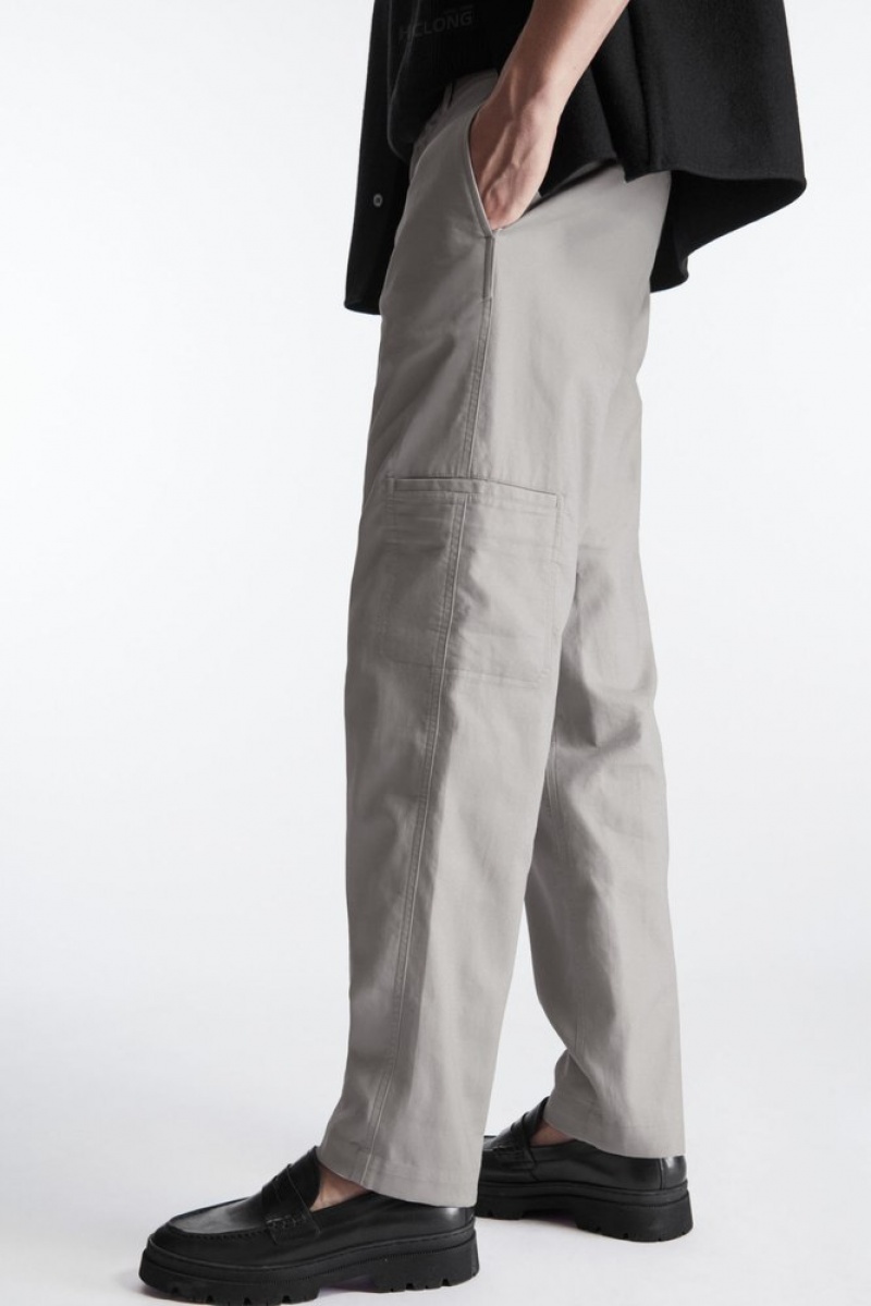 Stone COS Straight-Leg Utility Pants Pants | 403958-WIG