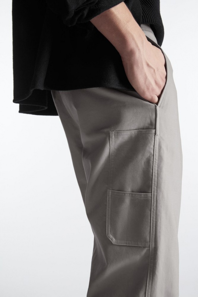 Stone COS Straight-Leg Utility Pants Pants | 403958-WIG