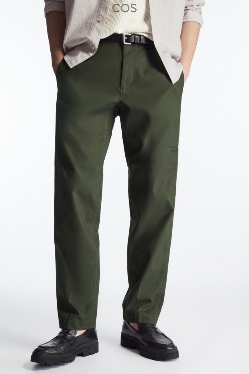 Stone COS Straight-Leg Utility Trousers Pants | 154976-BKW