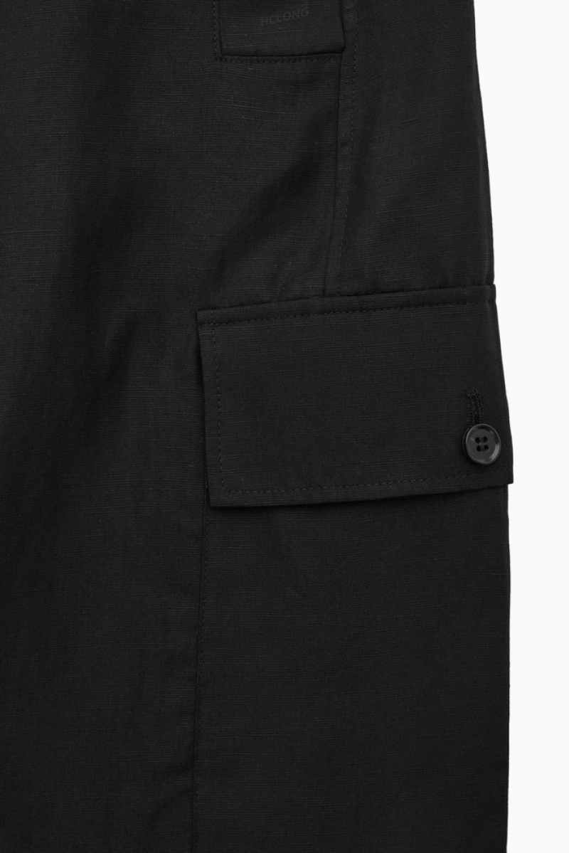 Stone COS Wide-Leg Linen-Blend Cargo Pants Pants | 943058-DJC