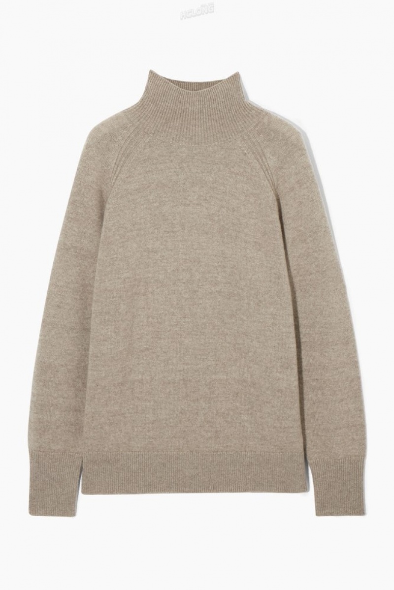 Undyed / Natural COS Pure Cashmere Turtleneck Sweater Sweaters & Cardigans | 409218-DLA